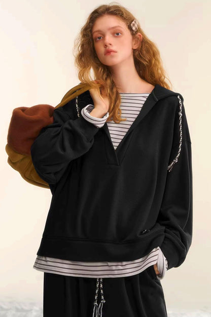 Retro Striped Patchwork Sweatshirt Set-Up