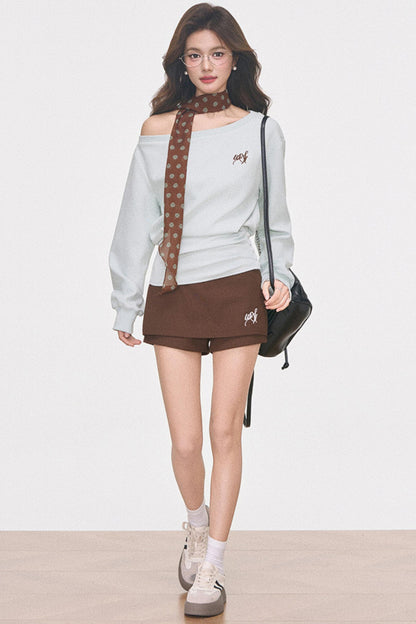 Slanted Shoulder Sweatshirt Set-Up