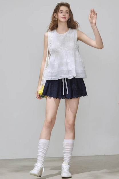 Summer White Embroidered Top