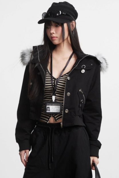 Retro Light Green Hooded Jacket