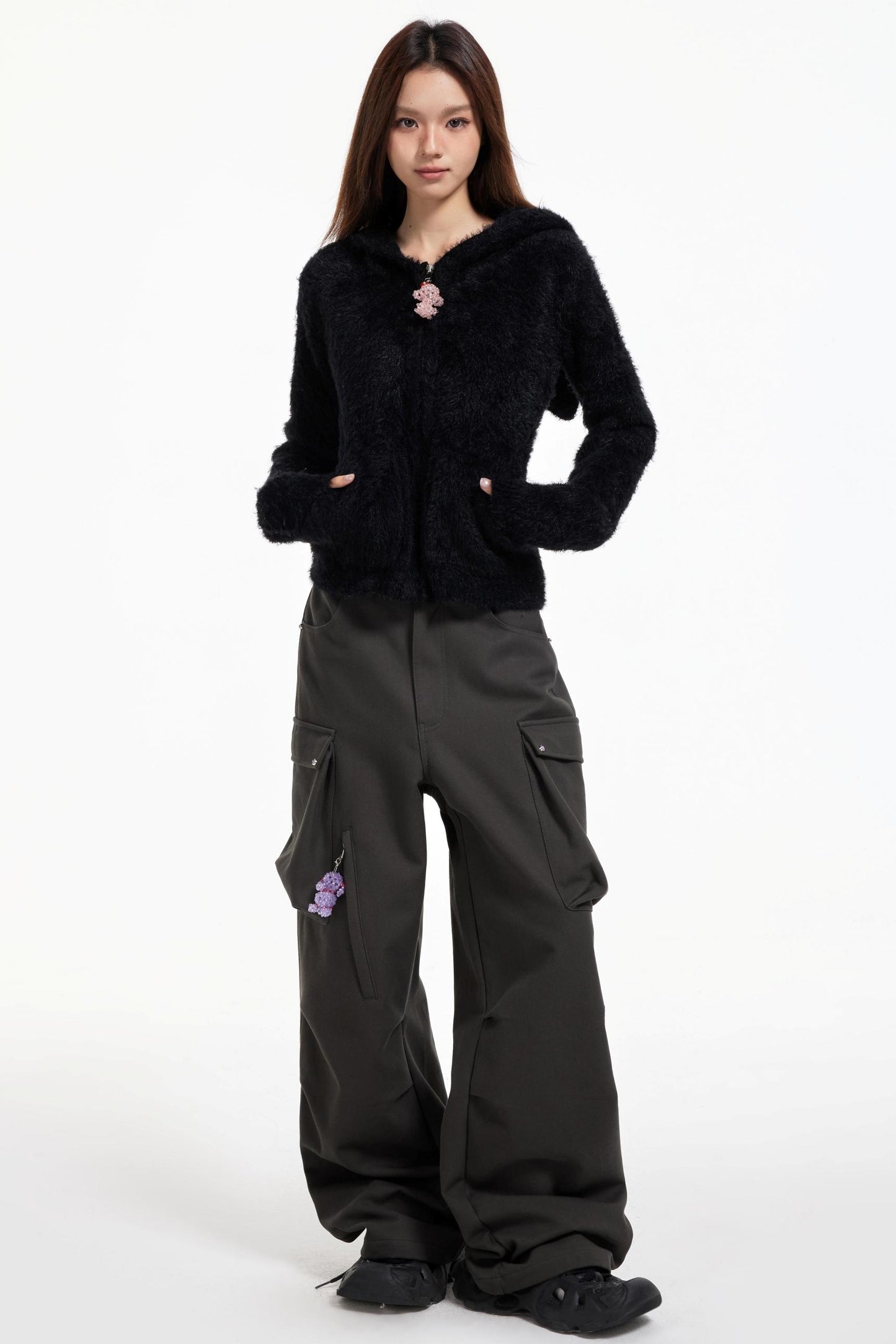 Swingable Hooded Plush Coat