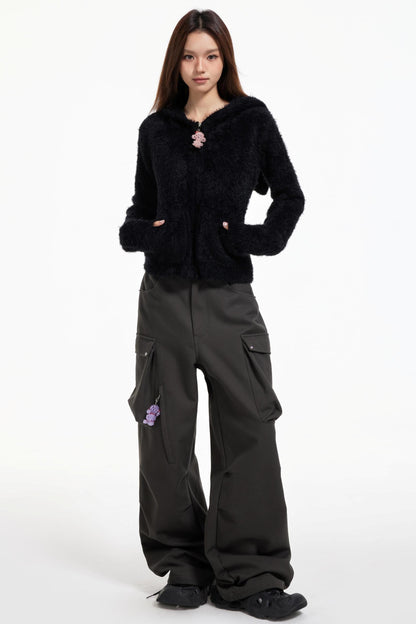 Swingable Hooded Plush Coat