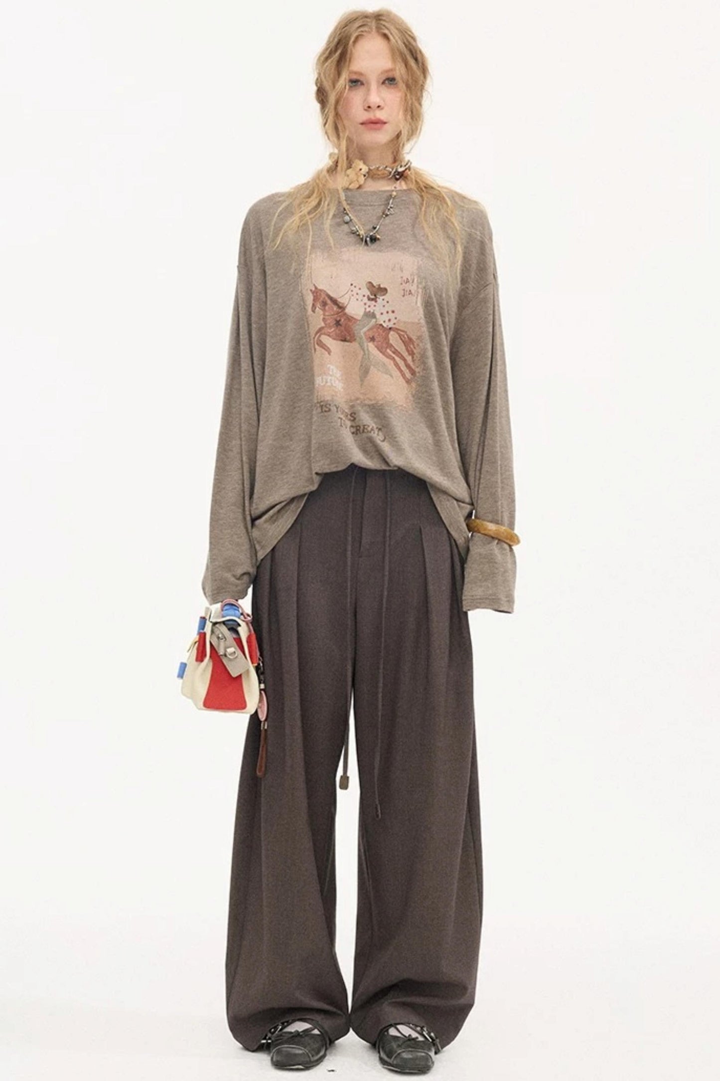 Galloping Horse Print Long Sleeve Tee