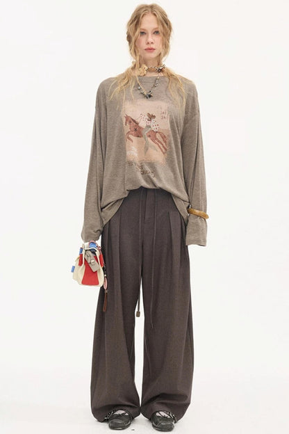Galloping Horse Print Long Sleeve Tee