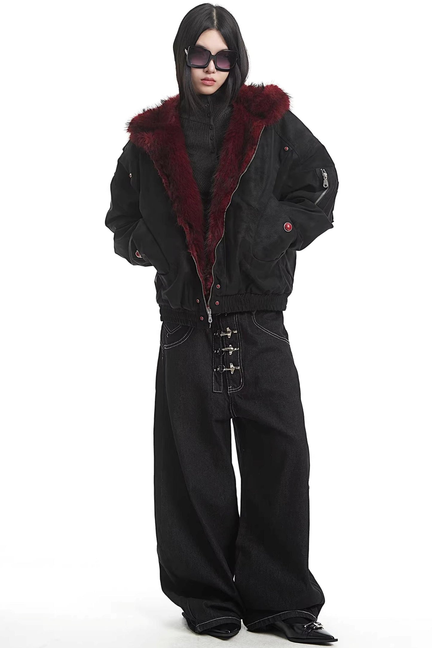 Retro Fur Collar Hooded Cotton Jacket