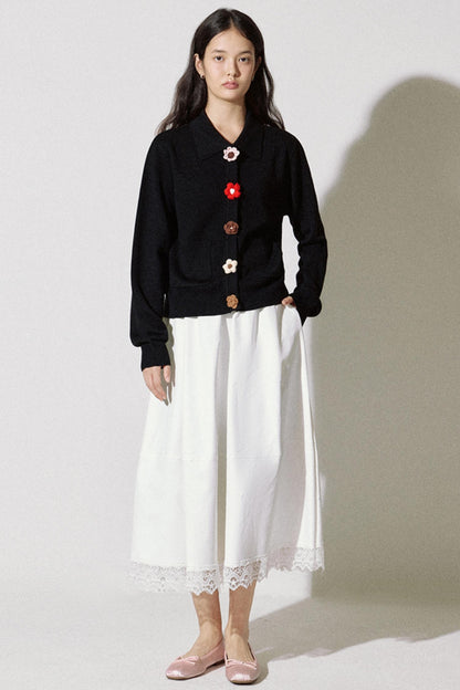 French Vintage Lace Panel Skirt