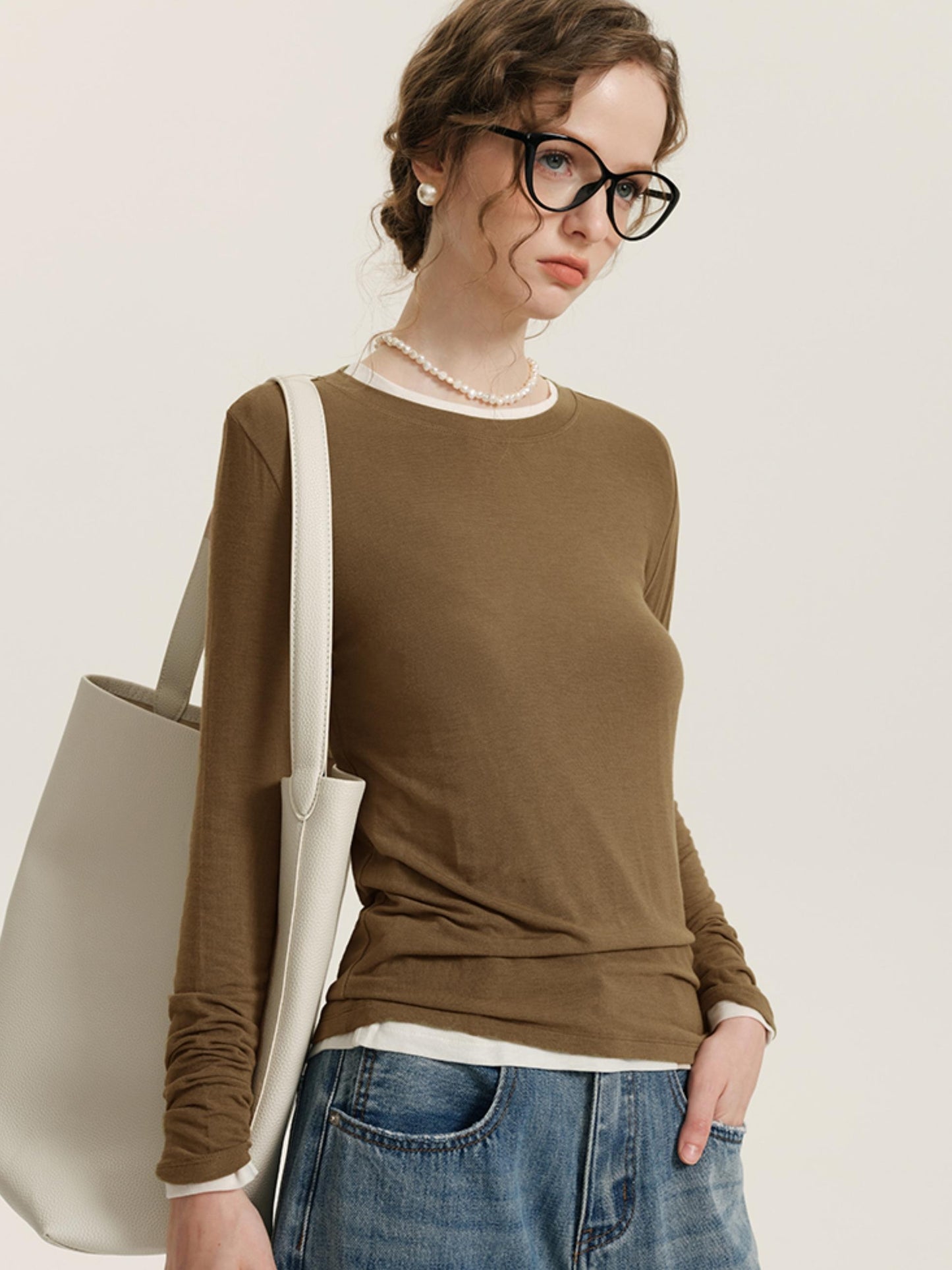 Seamless Long-Sleeved Wool Knit Top