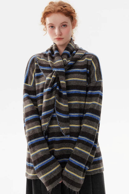 Color-Blocked Wool Knit Sweater Set-Up