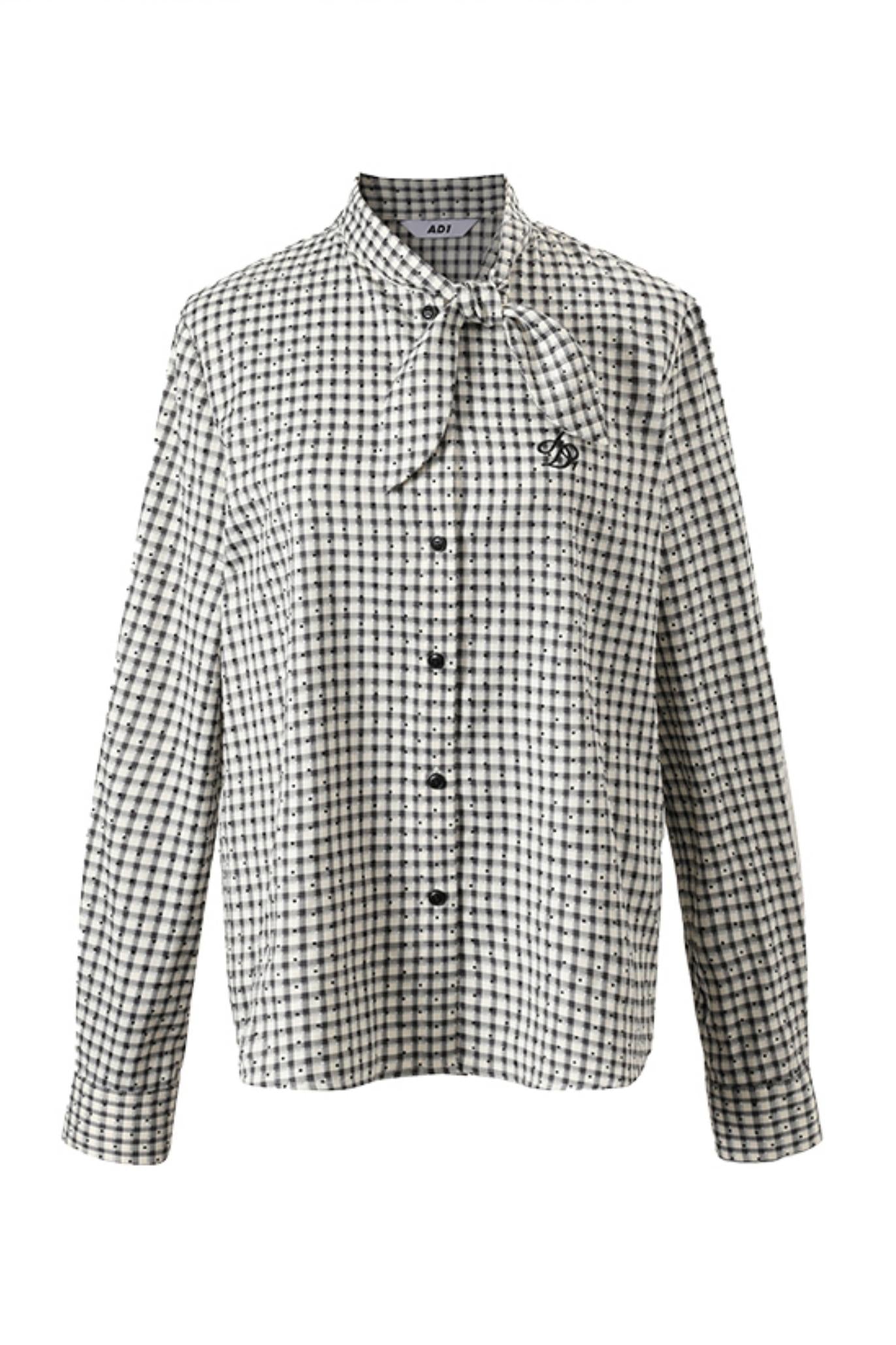 Loose Fit Bow Tie Check Shirt