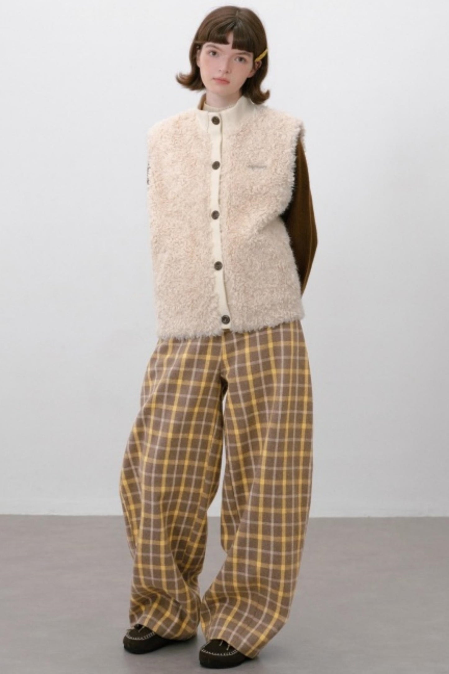 Retro Plaid Wide-Leg Pants