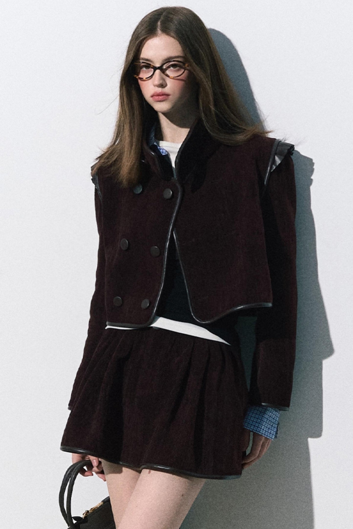 HEAVY VELVET SHORT JACKET AND SKIRT Set-UP