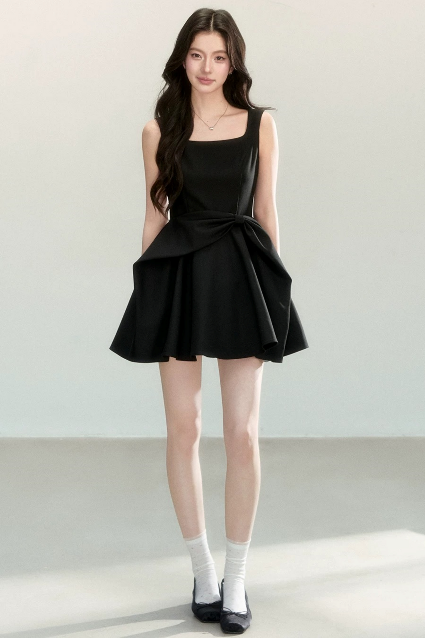 Black Bow Suspender Dress