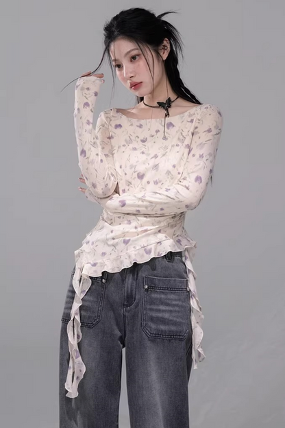 Flatternde-Frühlingsblumen-Bluse
