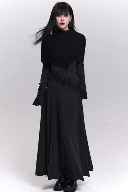 Gray Off-Shoulder Knitted Dress