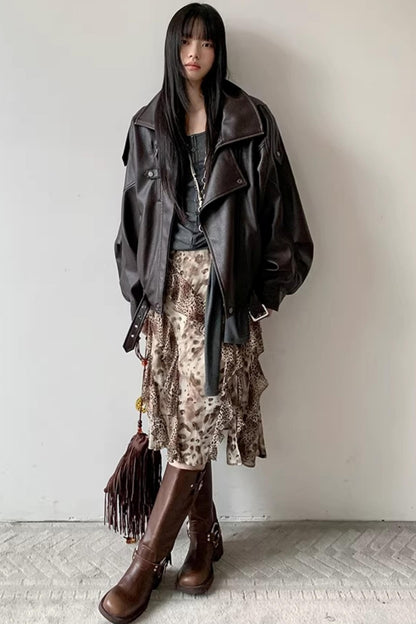 Leopard Print A-Line Skirt