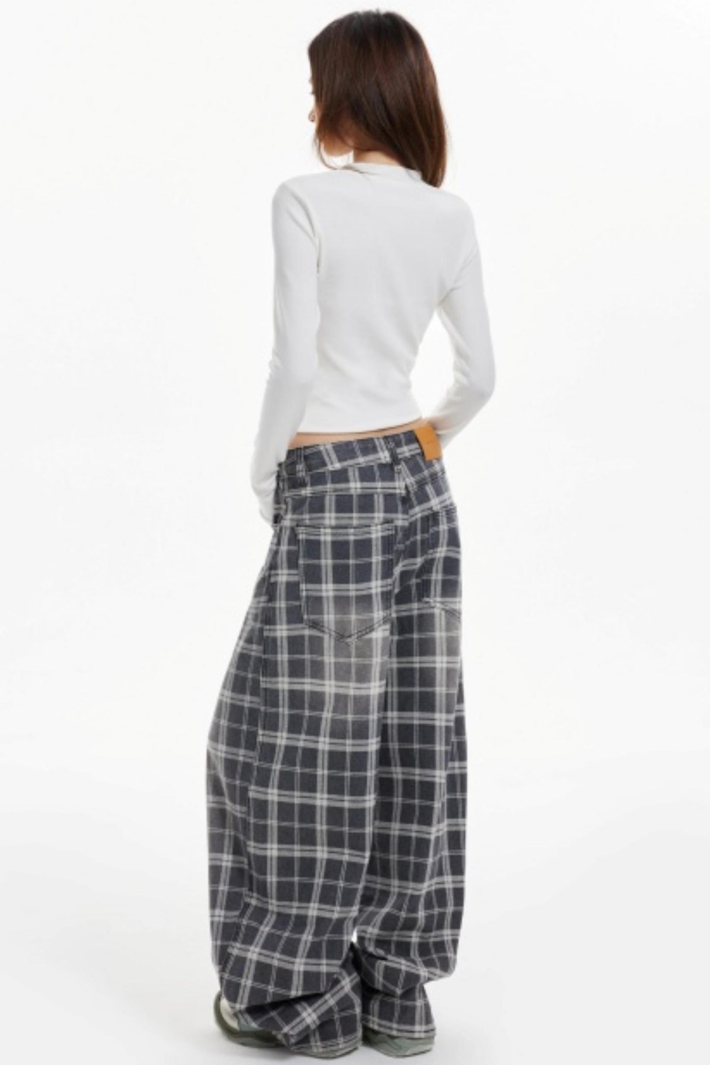 American Check Scimitar Wide-leg Pants