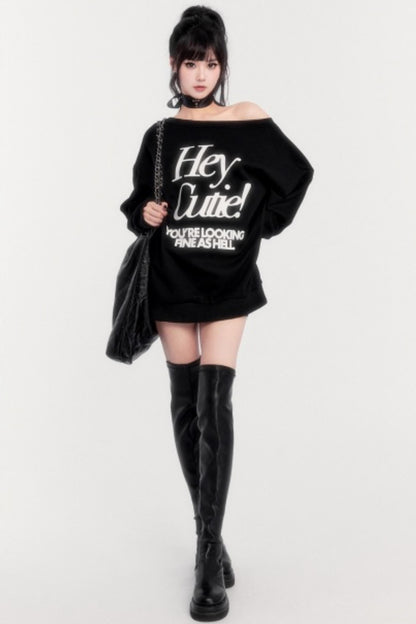 Loose Fleece Long-Sleeved Sweatshirt