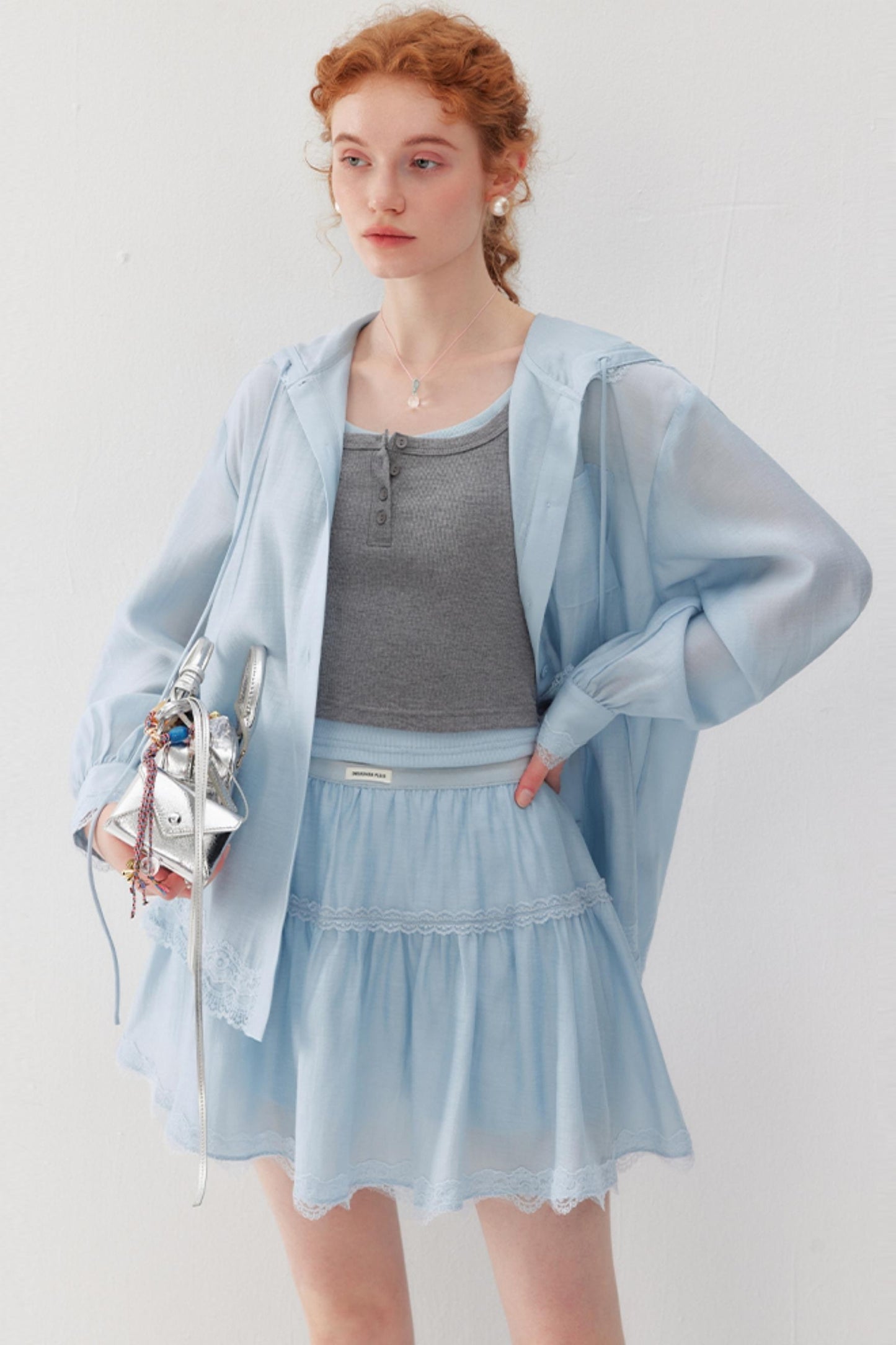 Misty Blue Hoodie Skirt Set-Up