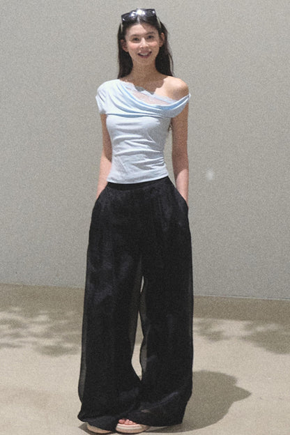 Iridescent Wide-Leg Trousers