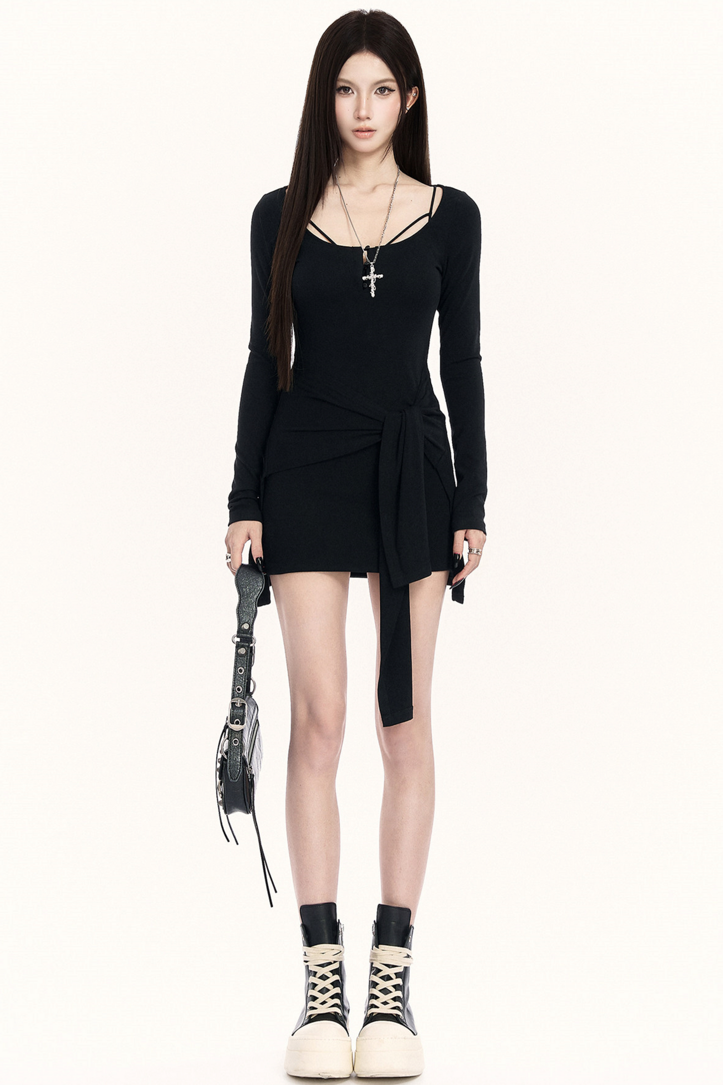 Strick-Waist-Cinching Bodycon Kleid