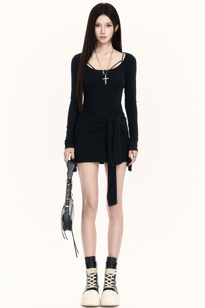 Strick-Waist-Cinching Bodycon Kleid