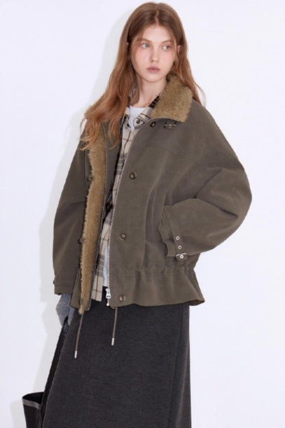 Furry Patchwork Leather Jacket