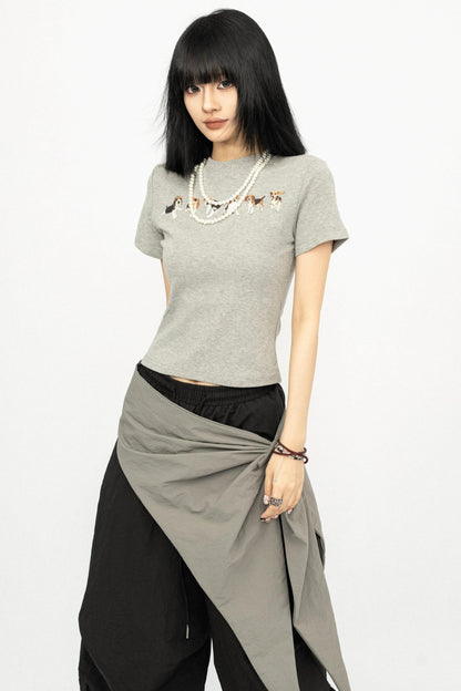 Puppy Print Short Sleeve Tee