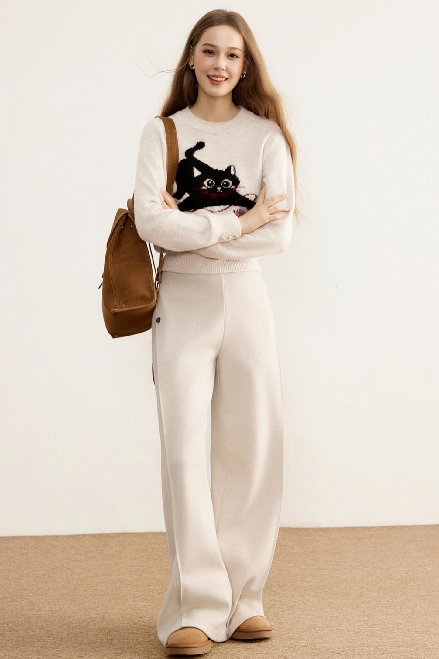 Winter Composite Fleece Wide-Leg Pants