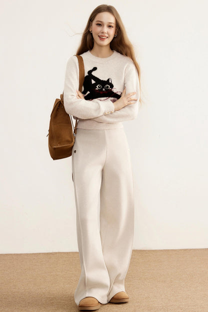 Winter Composite Fleece Wide-Leg Pants