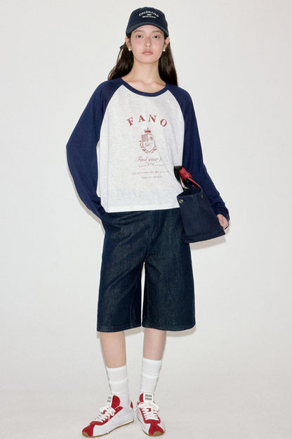 Niche Badge Raglan Sleeve Printed T-Shirt