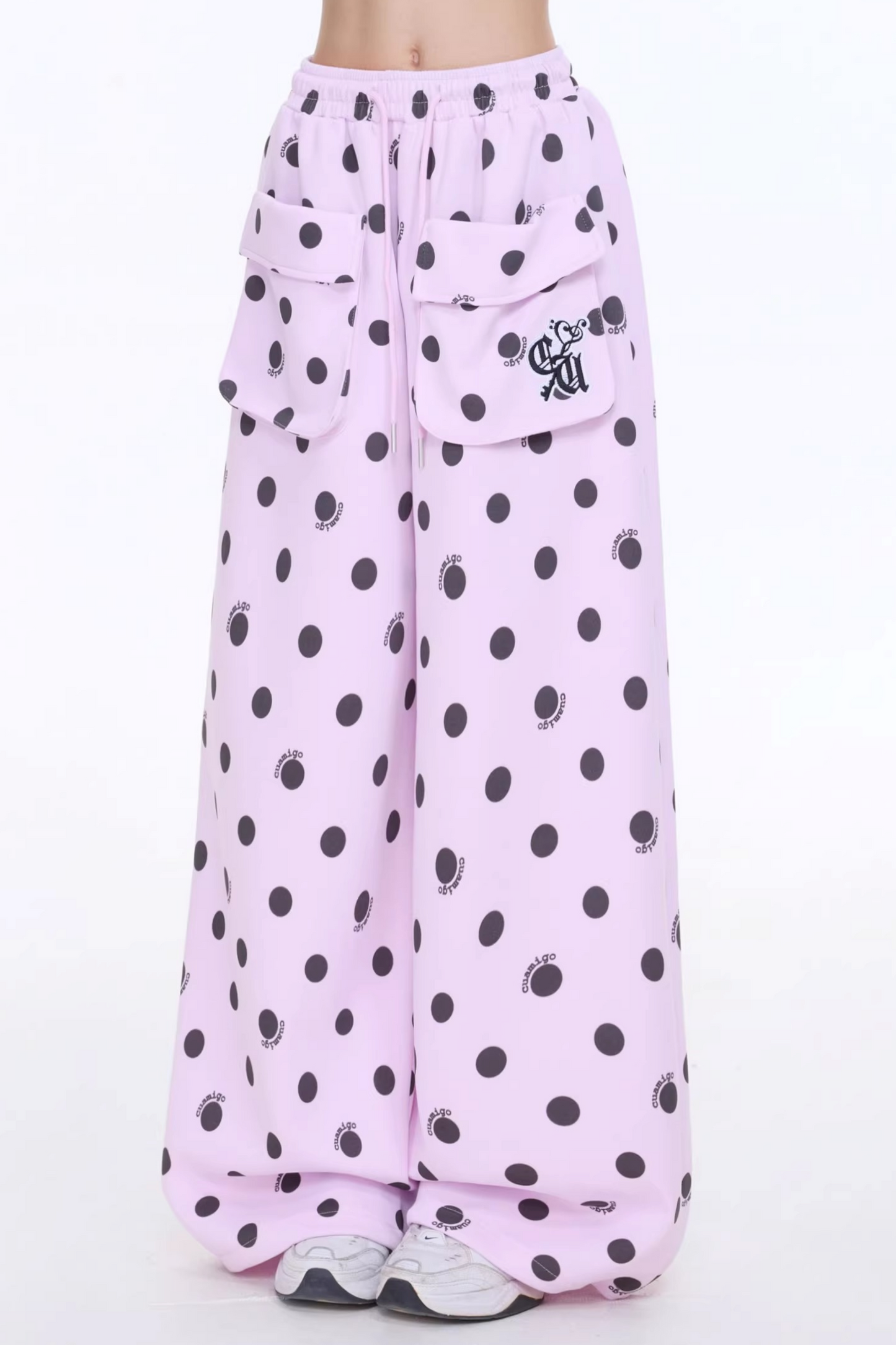 Retro Polka Dot Wide-Leg Pants