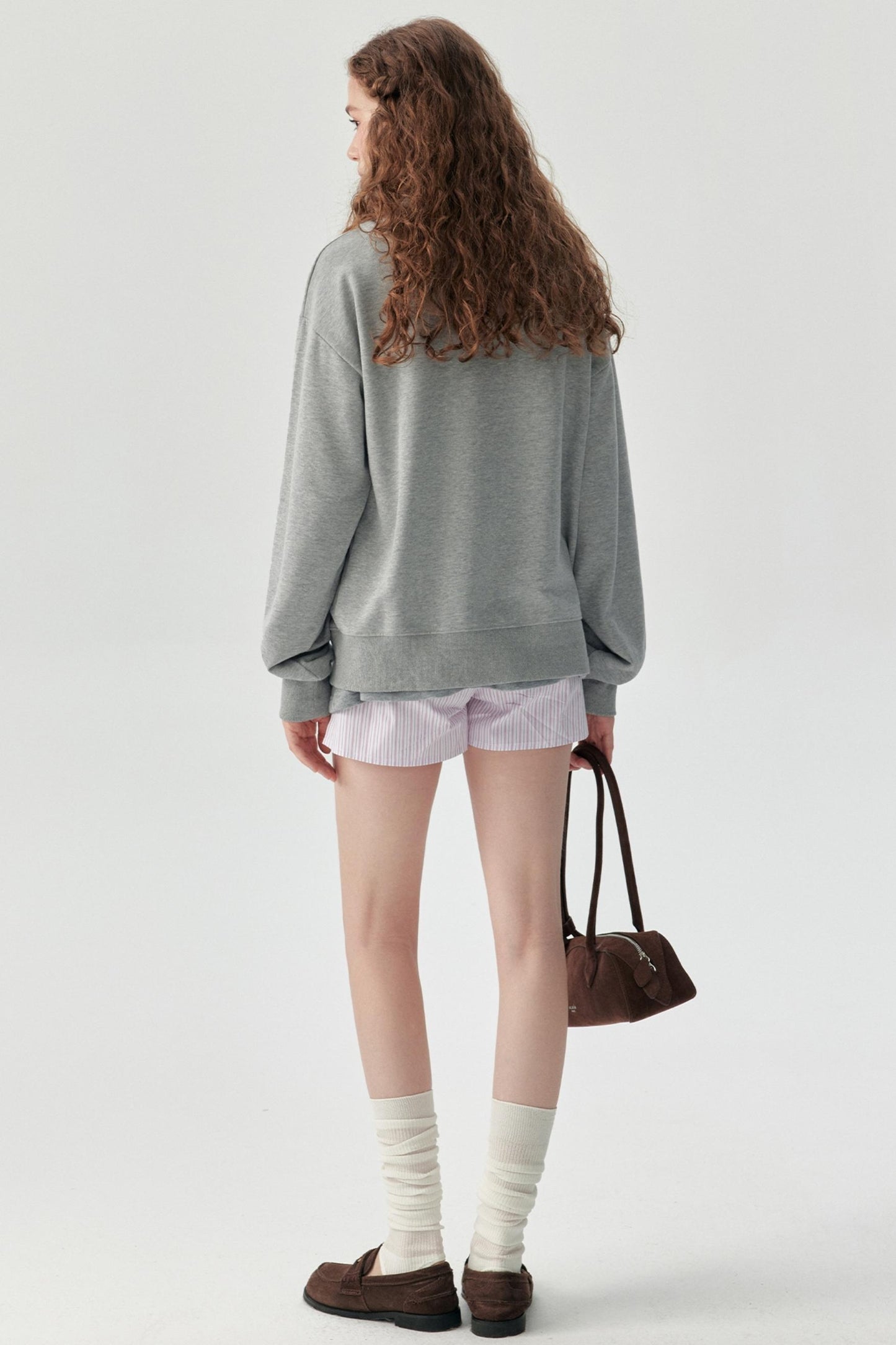 Gray Embroidered Hooded Sweatshirt Coat