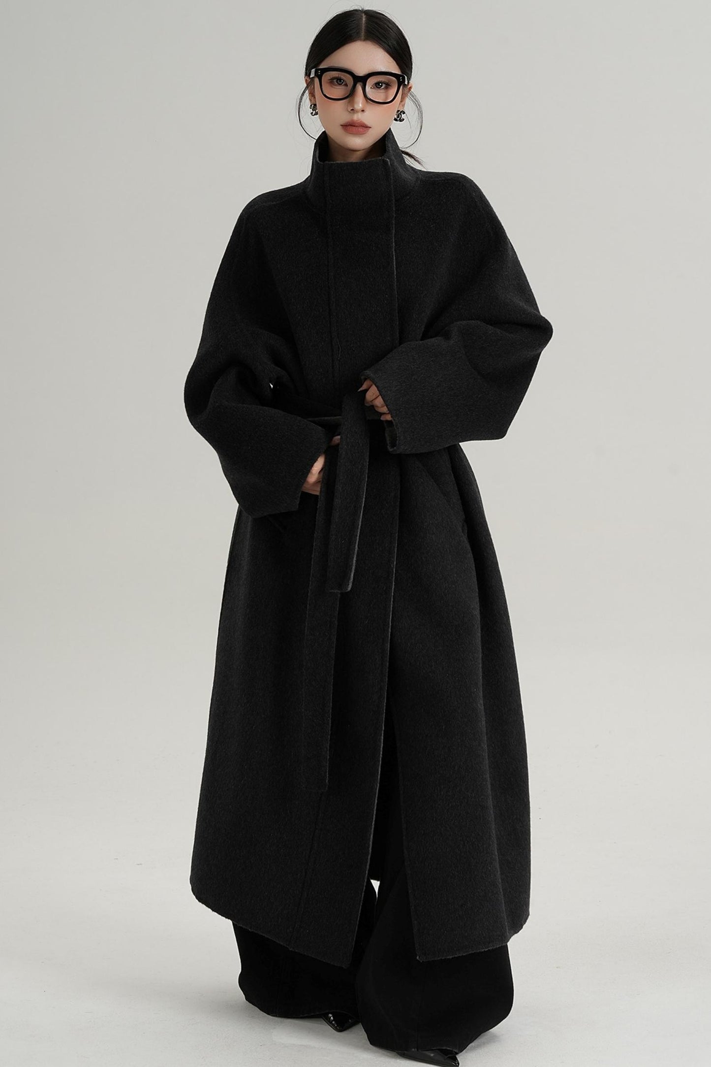 Casual Double-Sided High Neck Wool Coat