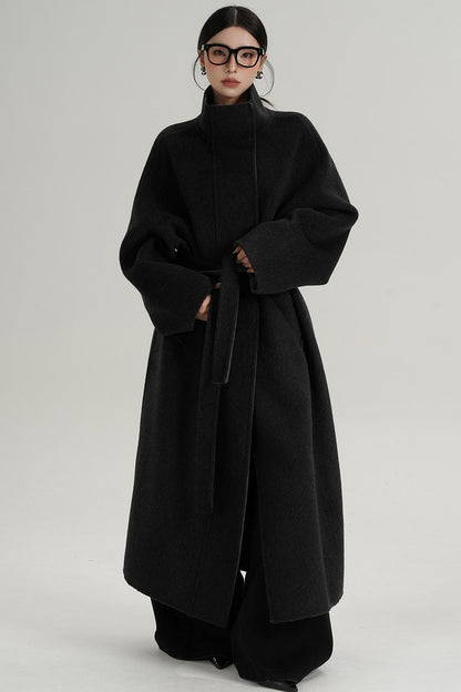 Casual Double-Sided High Neck Wool Coat