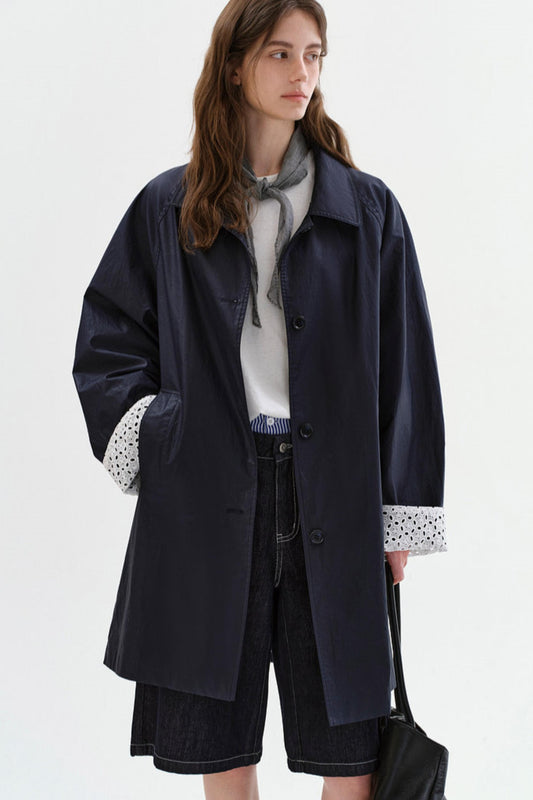 Hollow Embroidery Faux Leather Coat