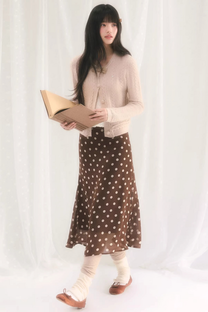 Retro Coffee Polka-Dot Skirt