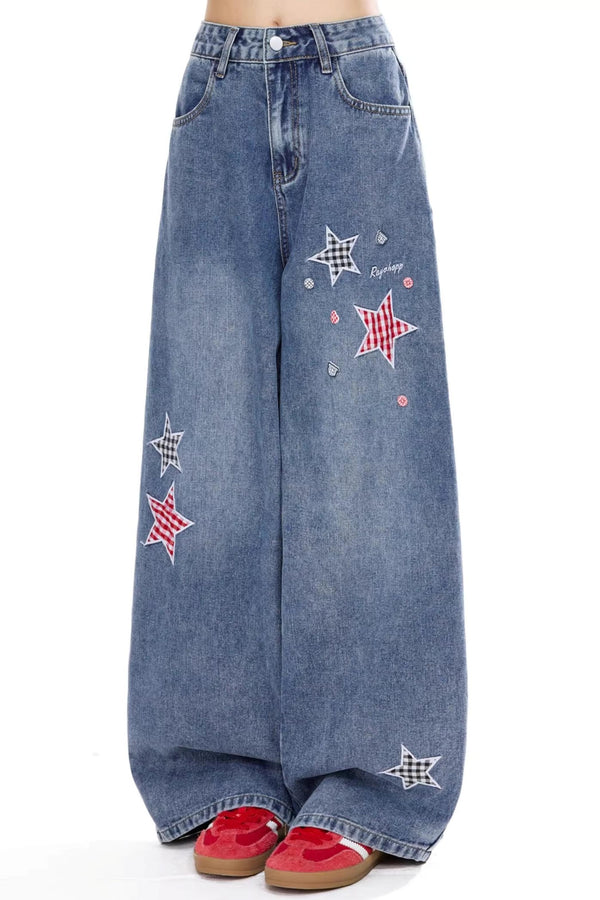 Distressed Vintage Wide-Leg Jeans