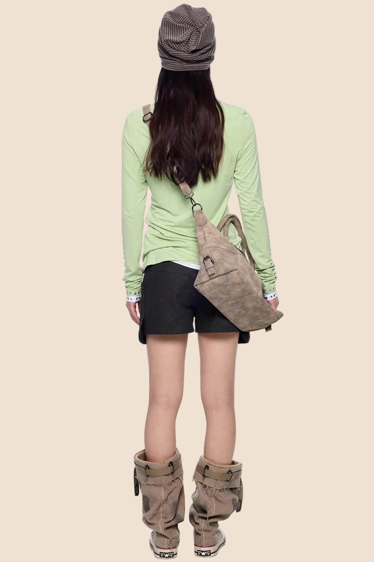 Retro-Slim-Oberteil mit Nieten