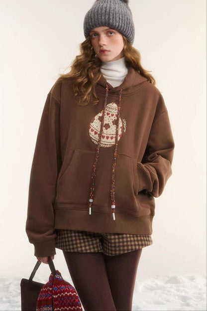 Brushed Fair Isle Hooded Top