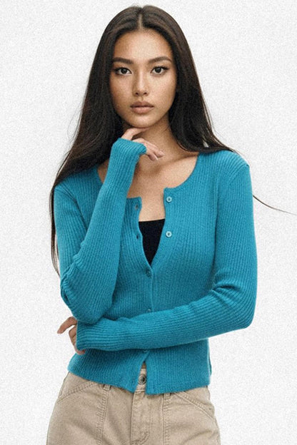 Peacock Blue Crew Neck Sweater