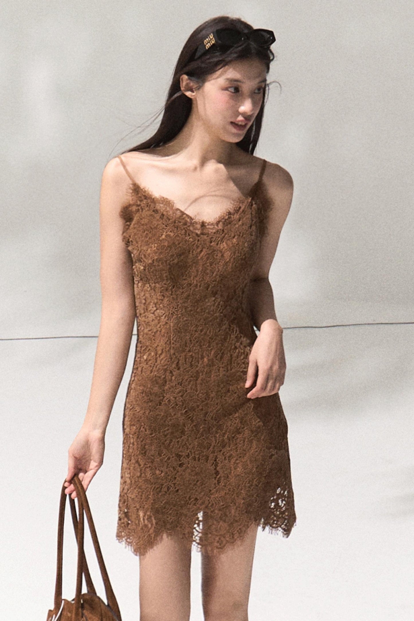 Velvet Lace Slim Silhouette Dress