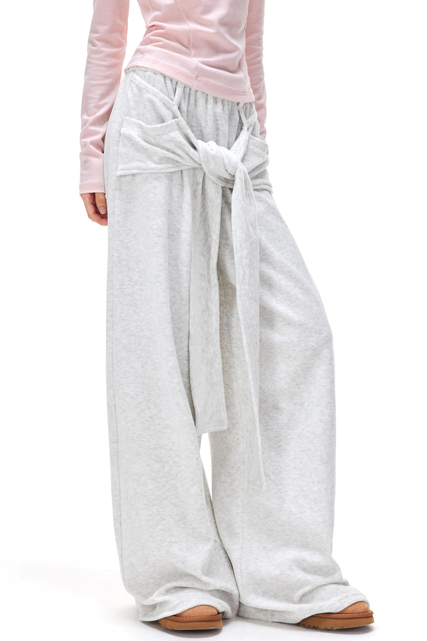 Tie Design Plush Sweatpants