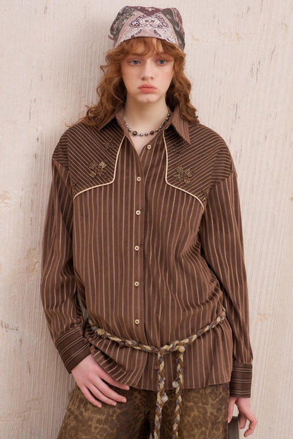 Vintage Beaded Suede Shirt