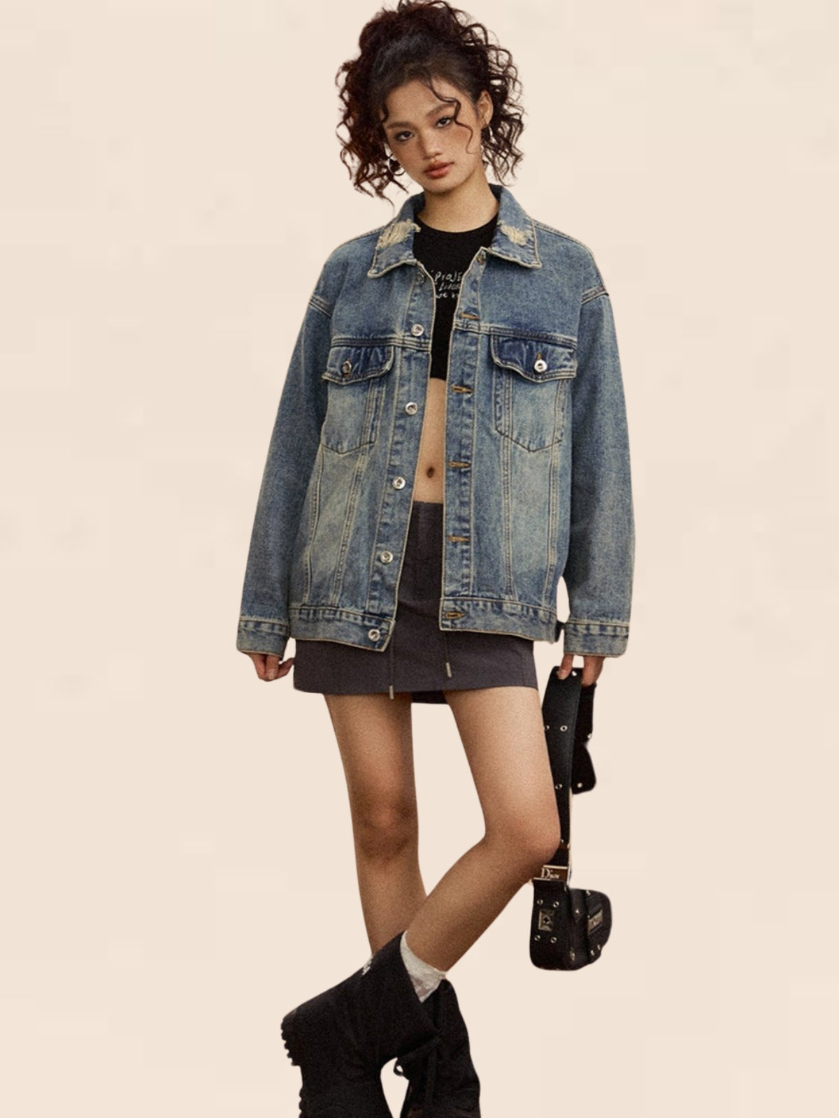 Washed Denim Jacket Set