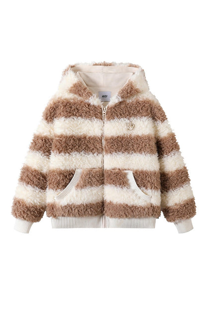 Hooded Furry Casual Winter Top