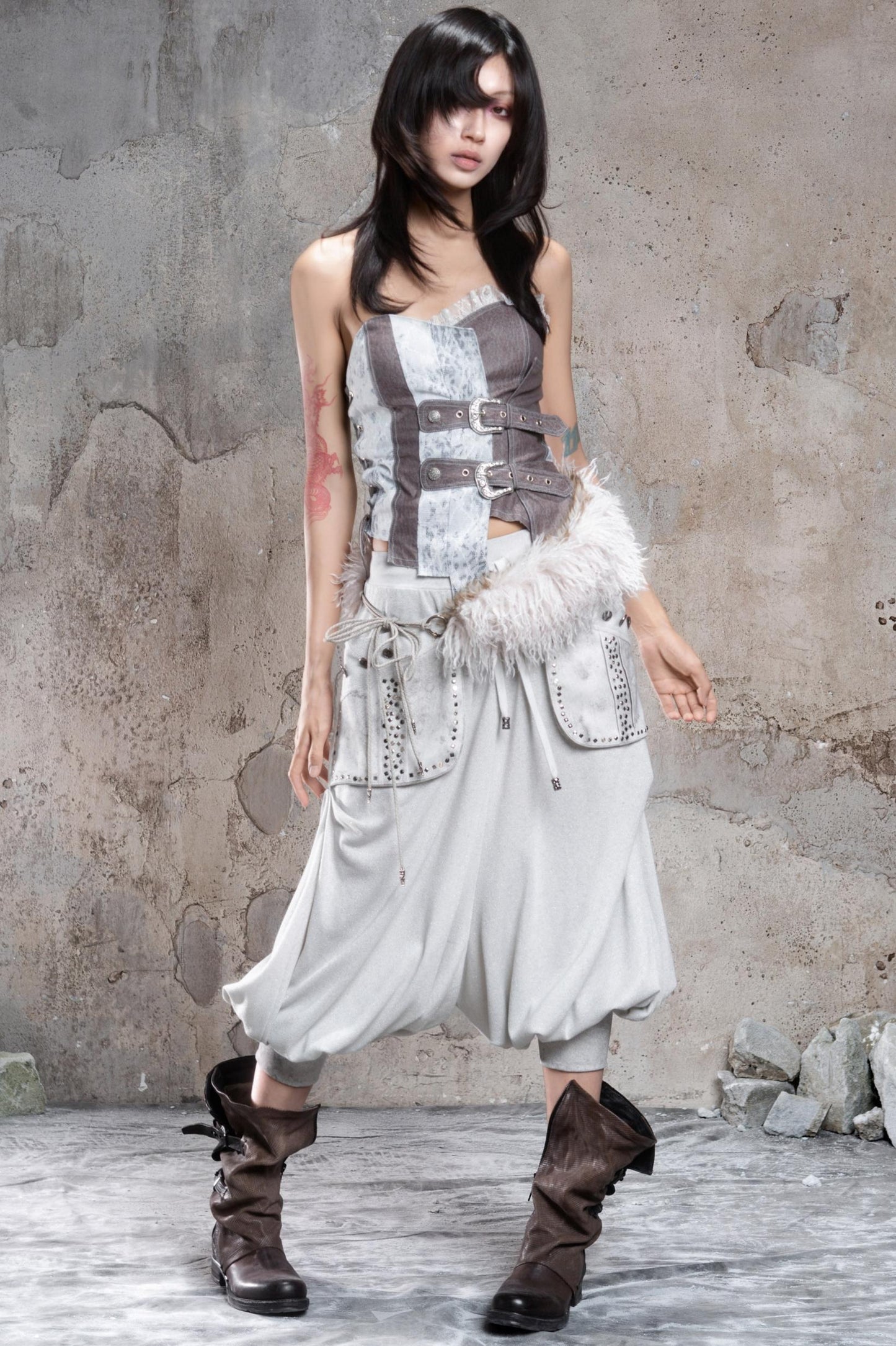 Solid Color Retro Punk Pants