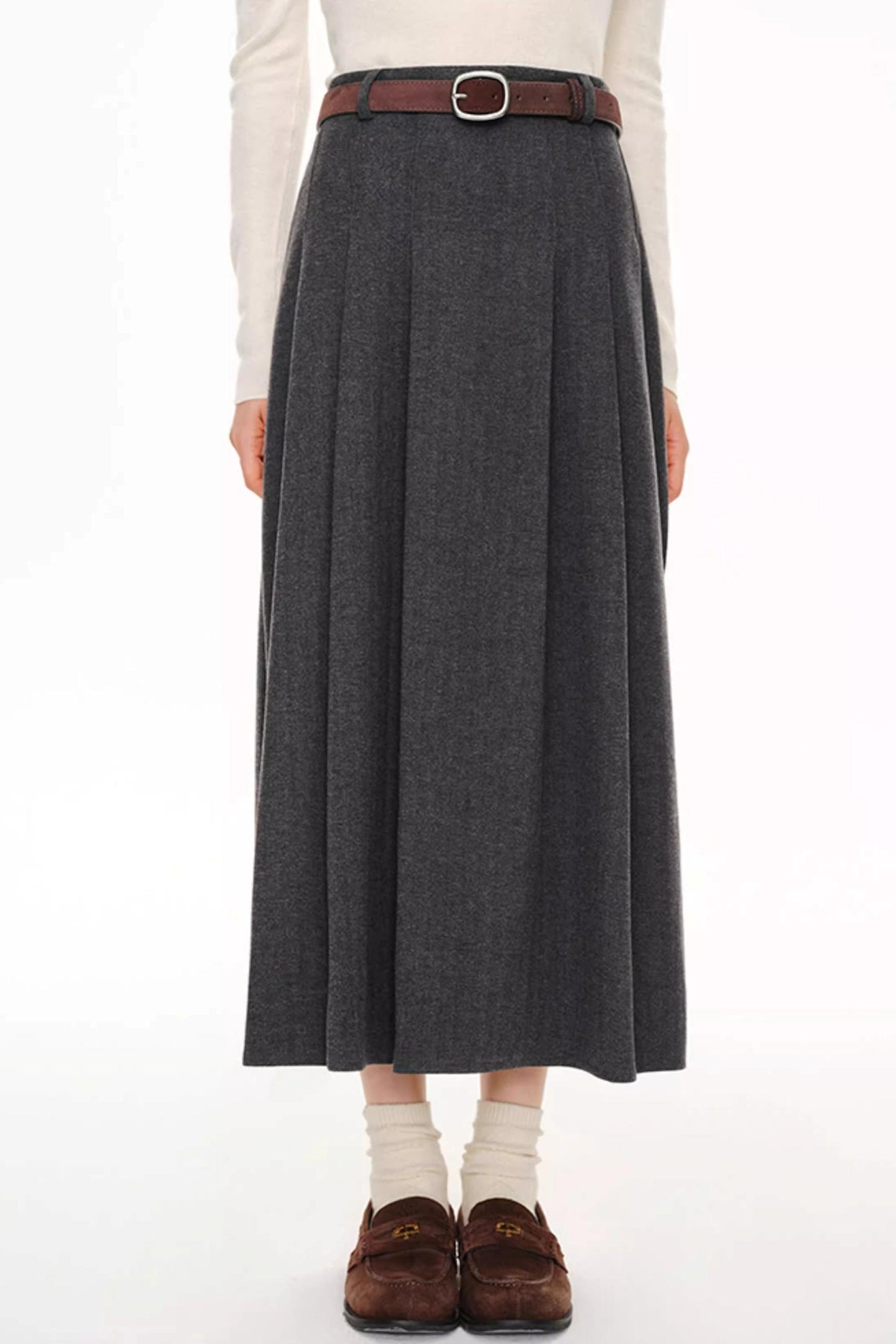French Woolen Pleated Skirt