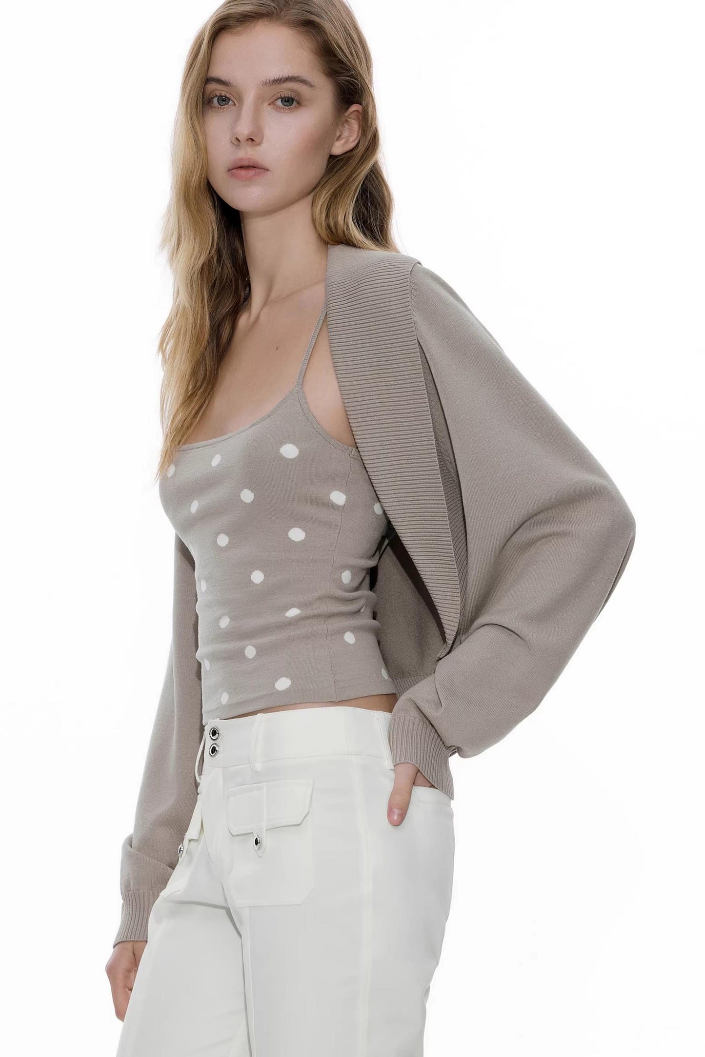 Retro Knit Cardigan Sweater Set