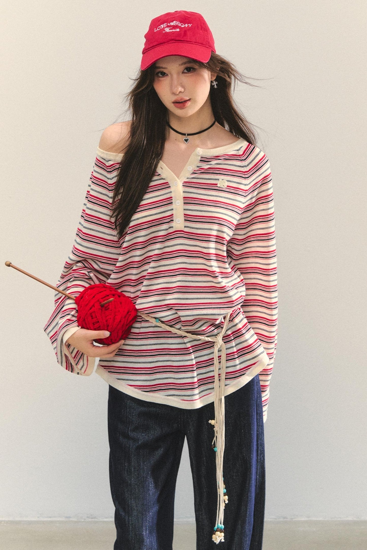 Pink Striped Knit Top