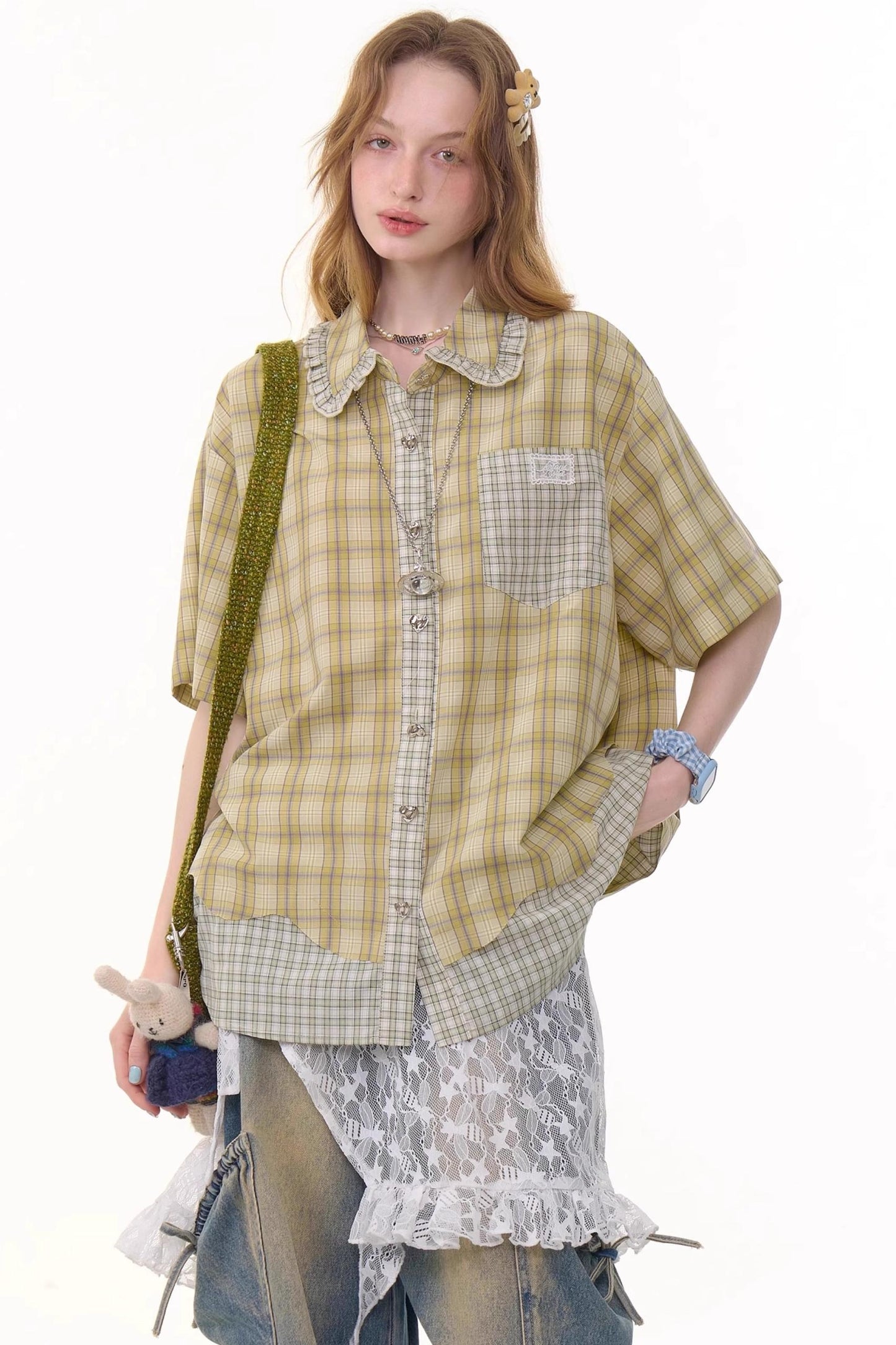 Plaid Doll Collar Shirt